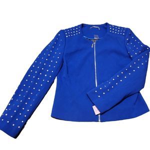 Royal Blue Studded Jacket ZIP up. Sz 8. Quality. Nycaro